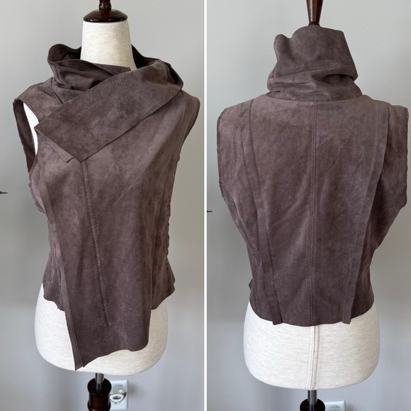 BCBGMAXAZRIA Fabian Raw Edge Faux Suede Vest in Gray Dusk - Picture 8 of 11